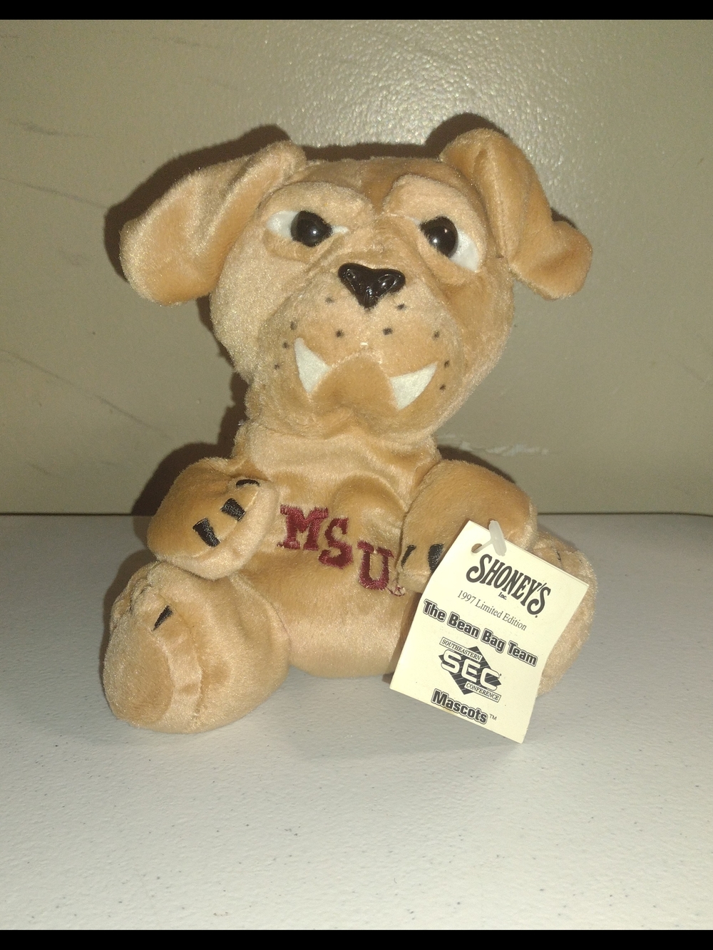 Vintage 1997 Limited Edition Shoneys SEC Bean Bag Mascot "Bully" MSU